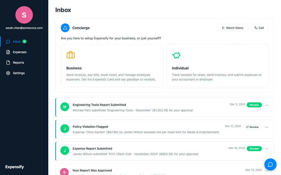 expensify preview